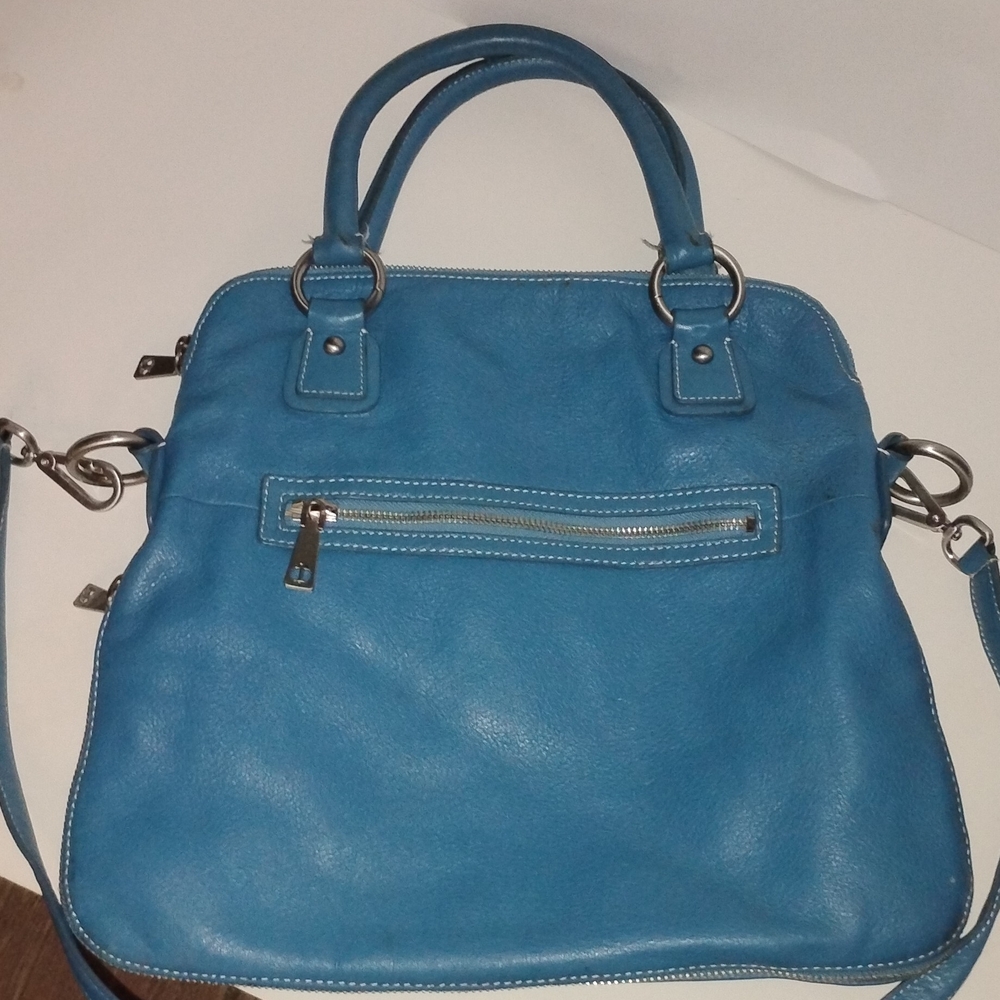 Talbots Turquoise Blue Leather Satchel